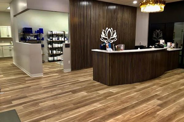 Clean, professional medical spa treatment room with neutral tones at 360 MedSpas in Des Moines