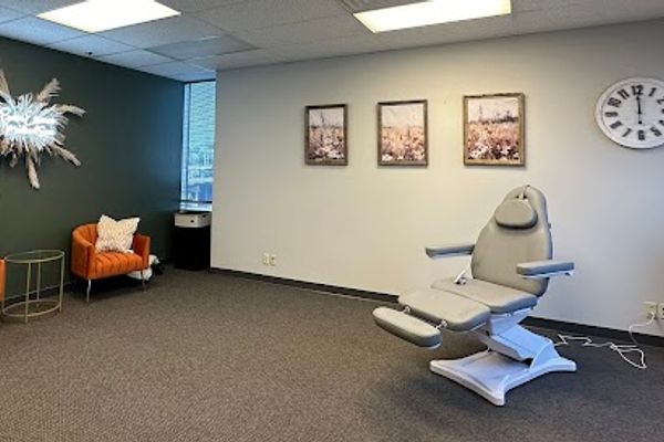 Clean, professional medical spa treatment room with neutral tones at BareEssence Medical Spa: A Medical Pedicure Spa in Omaha