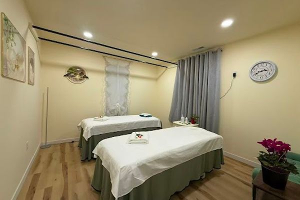 Clean, professional medical spa treatment room with neutral tones at Cherry Spa in Provo