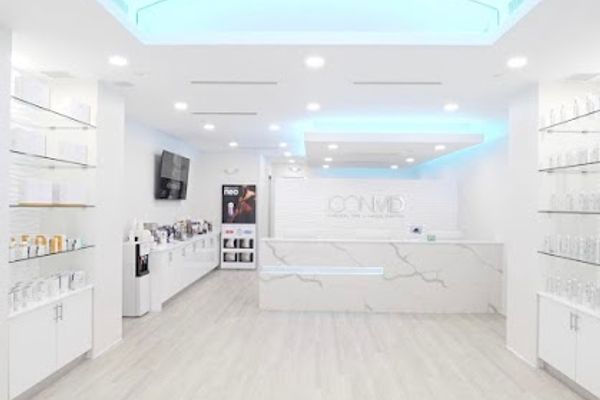 Clean, professional medical spa treatment room with neutral tones at Icon MD Medical Spa + Laser Center Boston in Boston