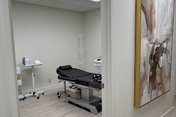 Clean, professional medical spa treatment room with neutral tones at K Beauty Medi Spa in Los Angeles