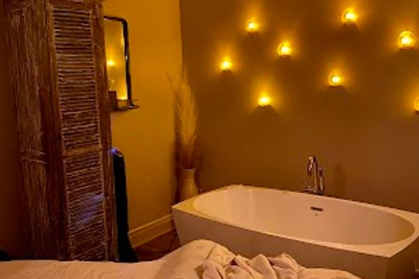 Clean, professional medical spa treatment room with neutral tones at Namaste Spa at Barony Beach in Hilton Head