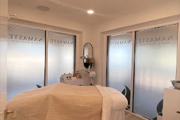 Clean, professional medical spa treatment room with neutral tones at Namaste Spa at Grande Ocean in Hilton Head