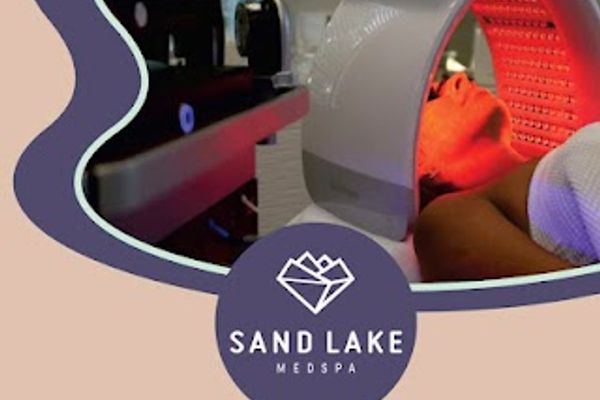 Clean, professional medical spa treatment room with neutral tones at Sand Lake MedSpa in Orlando