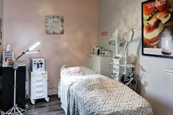 Clean, professional medical spa treatment room with neutral tones at Skin Glo Studio in Mesa