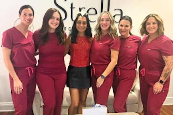 Clean, professional medical spa treatment room with neutral tones at Strella Medical Aesthetics in King of Prussia