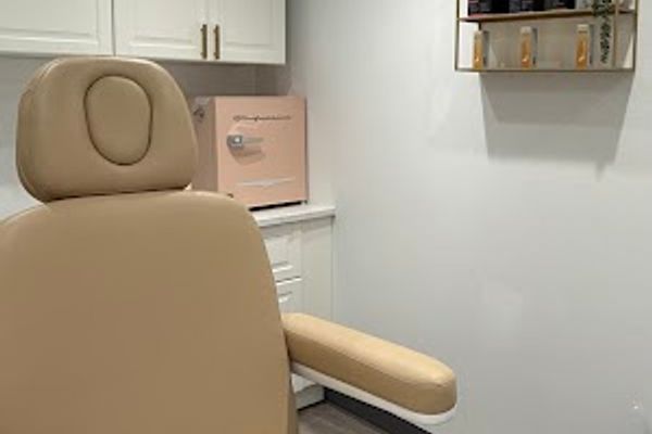 Clean, professional medical spa treatment room with neutral tones at the L.A.B. med spa Dallas in Dallas