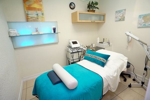 Clean, professional medical spa treatment room with neutral tones at The Secret Skin Spa + Botox in Roswell