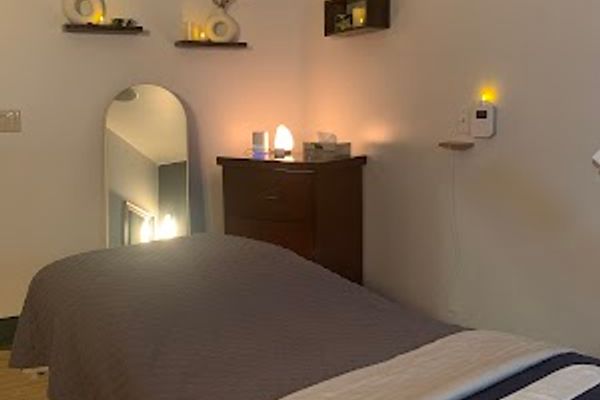 Clean, professional medical spa treatment room with neutral tones at Villa Sport Recovery + Spa in Beaverton